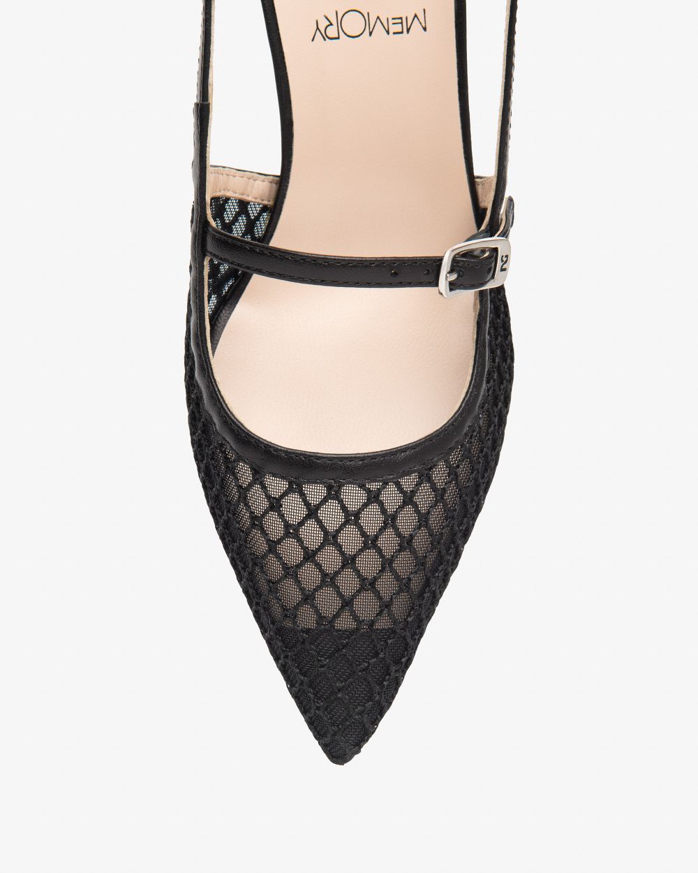 E615473D_100 Sling-Back Donna in Pelle e Tela NeroGiardini