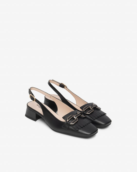 E615500D_100 Sling-Back Donna in Pelle NeroGiardini