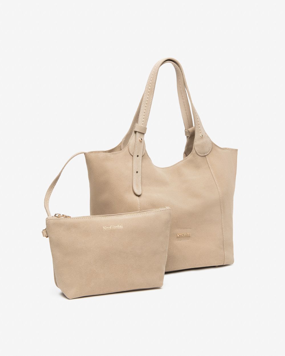 E644145D_421 Borsa a Spalla da Donna in Camoscio NeroGiardini