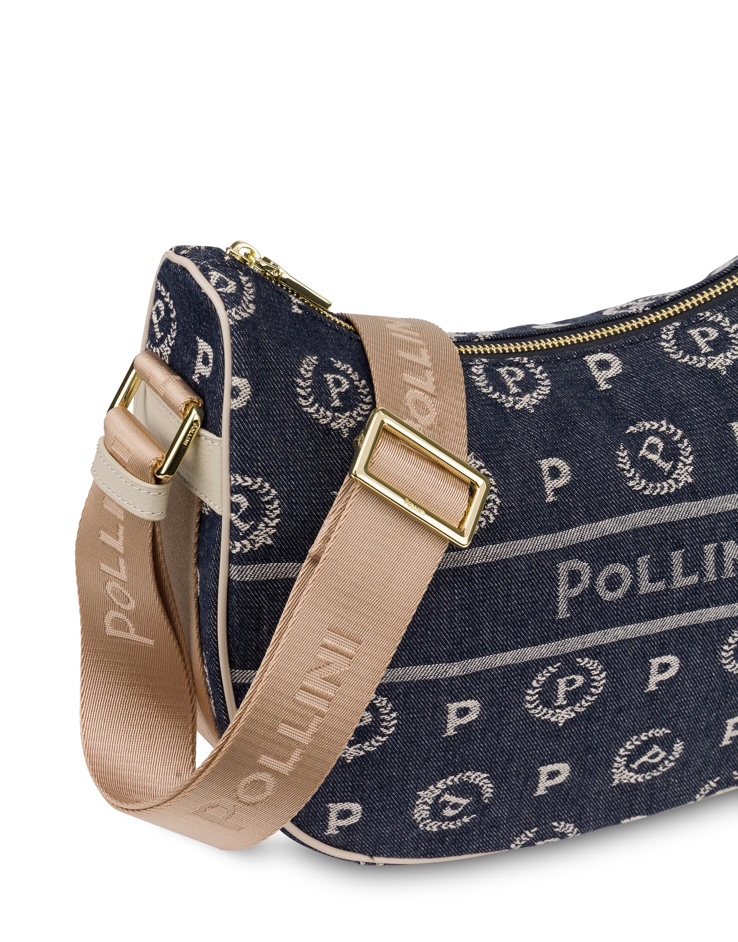 Pollini Hobo Bag Heritage Marina In Denim Blu/avorio