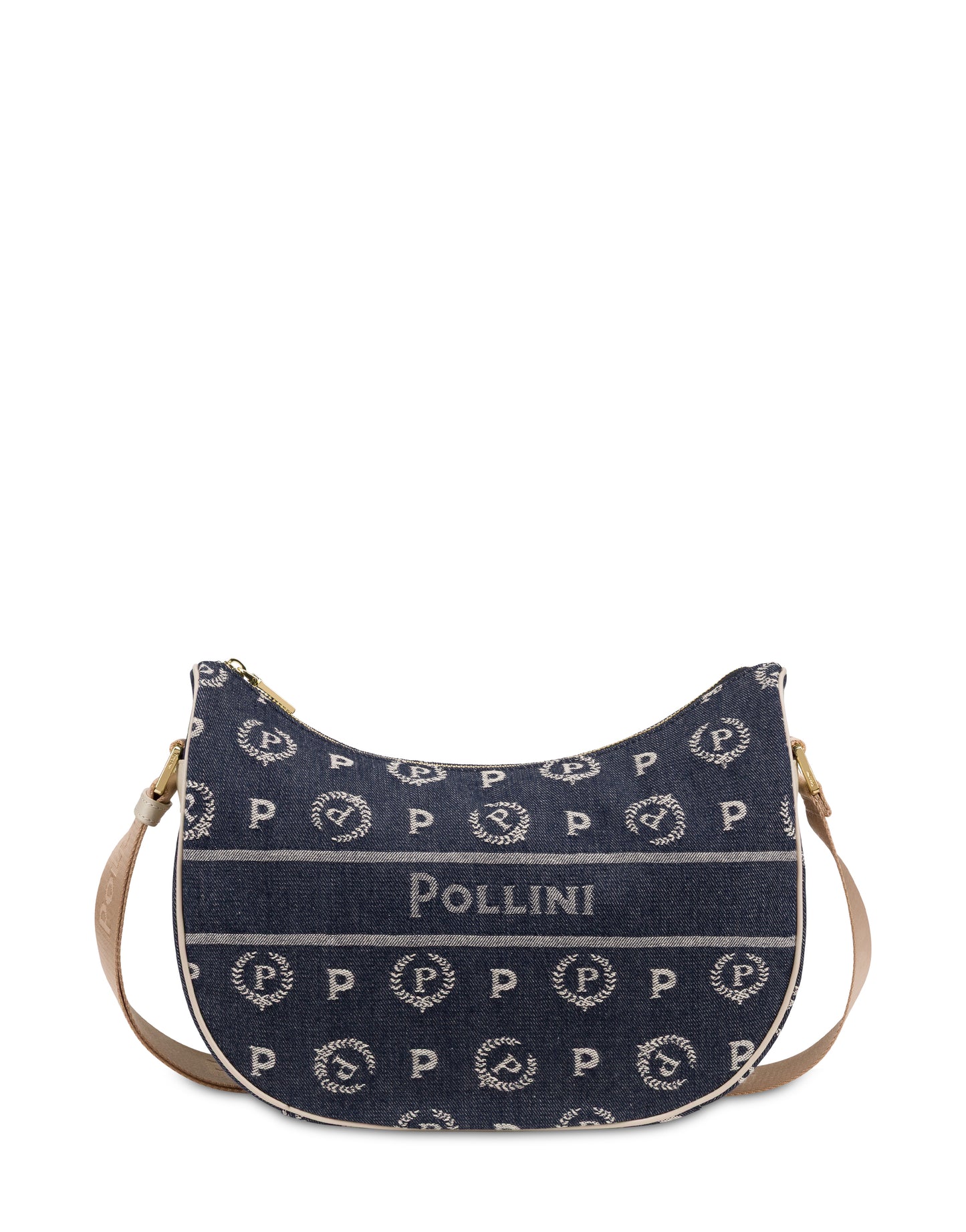 Pollini Hobo Bag Heritage Marina In Denim Blu/avorio