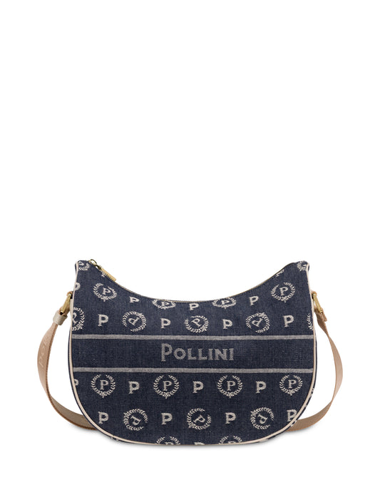 Pollini Hobo Bag Heritage Marina In Denim Blu/avorio