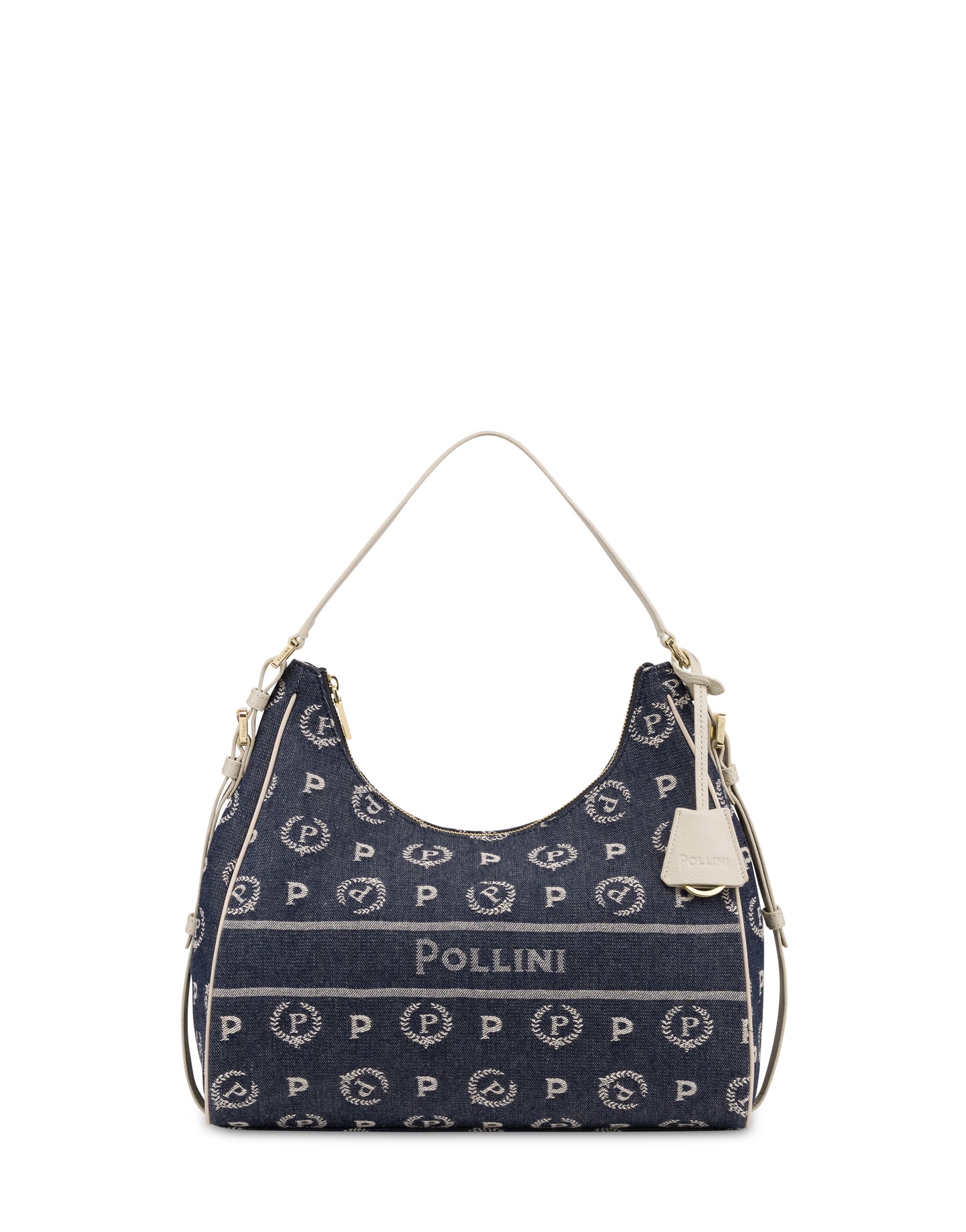 Pollini Hobo Bag Heritage Marina In Denim Blu/avorio