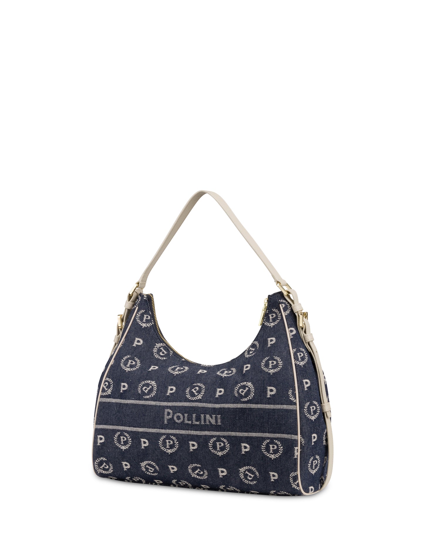 Pollini Hobo Bag Heritage Marina In Denim Blu/avorio