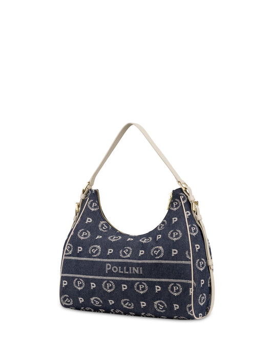 Pollini Hobo Bag Heritage Marina In Denim Blu/avorio