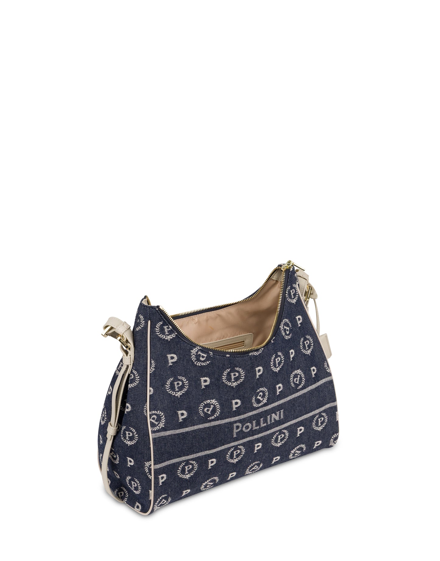 Pollini Hobo Bag Heritage Marina In Denim Blu/avorio