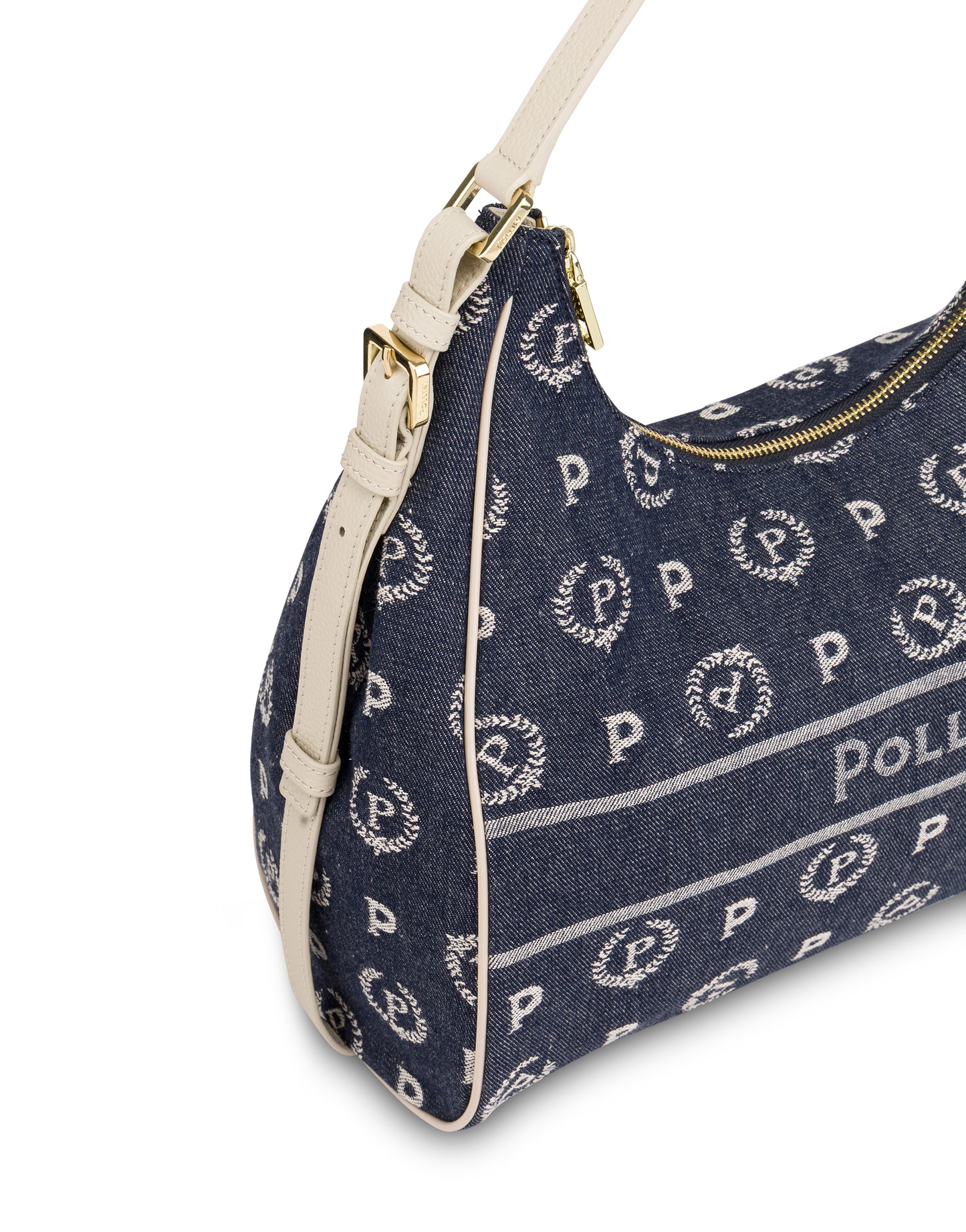 Pollini Hobo Bag Heritage Marina In Denim Blu/avorio