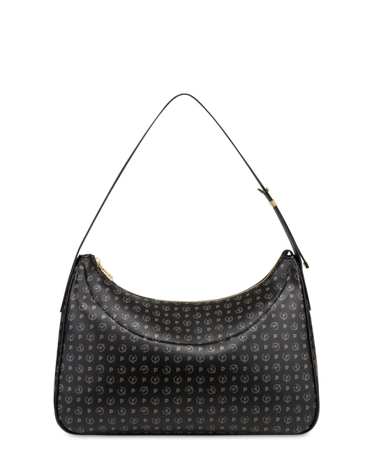 Pollini Linea Heritage Hobo Bag Heritage In Soft Relief Nero/nero