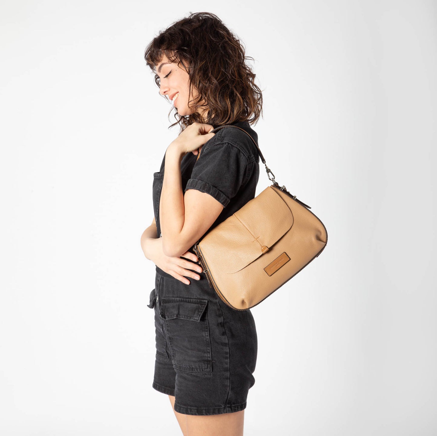 Borsa a Spalla & Tracolla 'Doge' in Pelle Cammello - Pelletteria Veneta