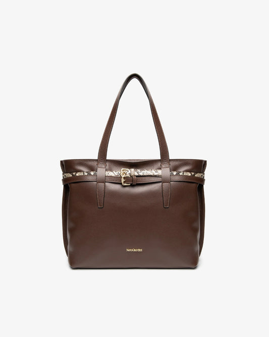 NeroGiardini Borsa a tracolla da donna in pelle e materiale tecnico Glacè