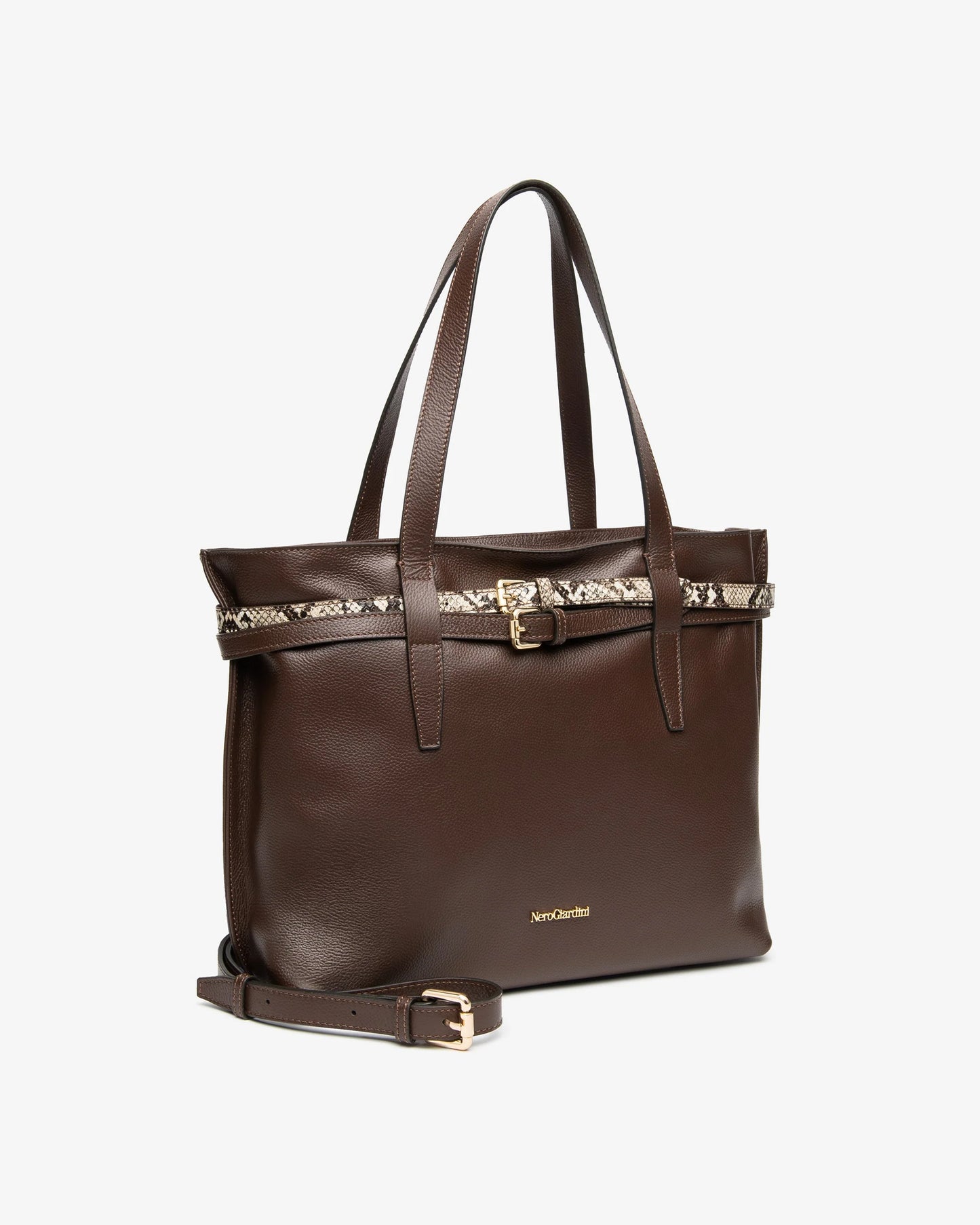 NeroGiardini Borsa a tracolla da donna in pelle e materiale tecnico Glacè