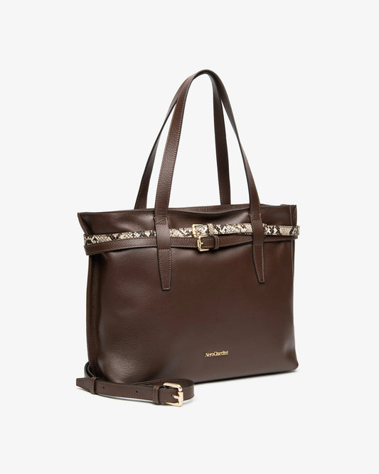 NeroGiardini Borsa a tracolla da donna in pelle e materiale tecnico Glacè