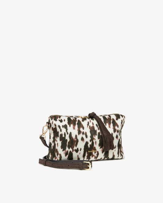 NeroGiardini Borsa a tracolla da donna in pelle e materiale tecnico Testa Moro