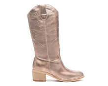 Carica l&#39;immagine nel visualizzatore di Gallery, Art. E512706D/406 Stivale Donna NeroGiardini in Pelle Platino – Tacco Medio, Stile Western, Made in Italy
