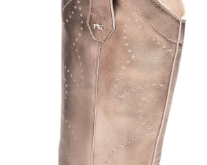 Art. E512706D/406 Stivale Donna NeroGiardini in Pelle Platino – Tacco Medio, Stile Western, Made in Italy