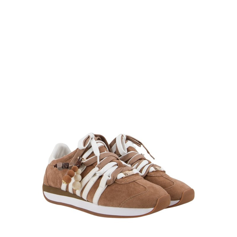 ToscaBlu  Sneaker Eclipse in suede con charm colore Cuoio/Avorio