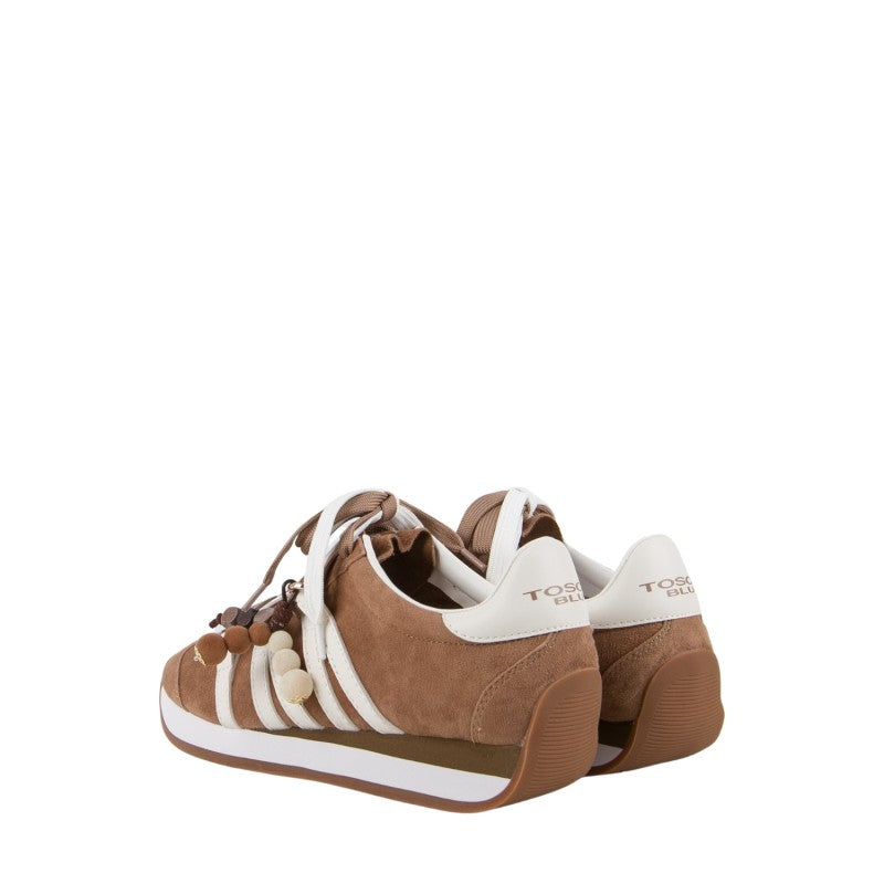 ToscaBlu  Sneaker Eclipse in suede con charm colore Cuoio/Avorio