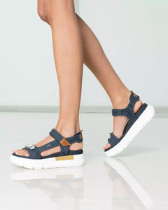 Art. E513691D/214 Sandali Donna in Tessuto e Pelle
