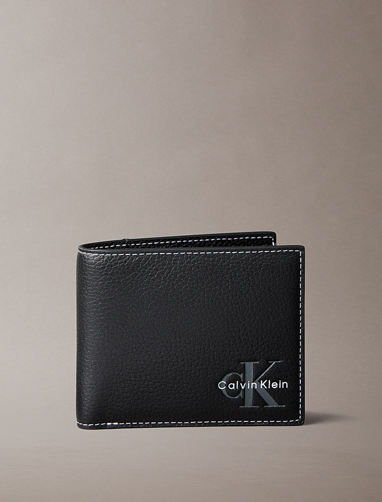 Portafoglio a libro con monologo e portamonete Calvin Klein Black