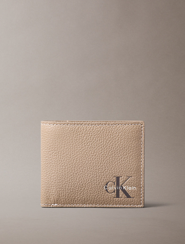 Portafoglio a libro con monologo e portamonete Calvin Klein desert taupe