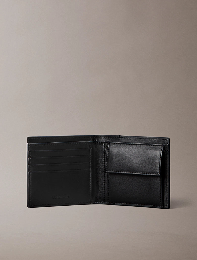 Portafoglio a libro con emblem logo all-over e pochette portamonete Calvin Klein Black