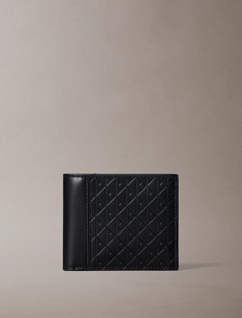Portafoglio a libro con emblem logo all-over e pochette portamonete Calvin Klein Black
