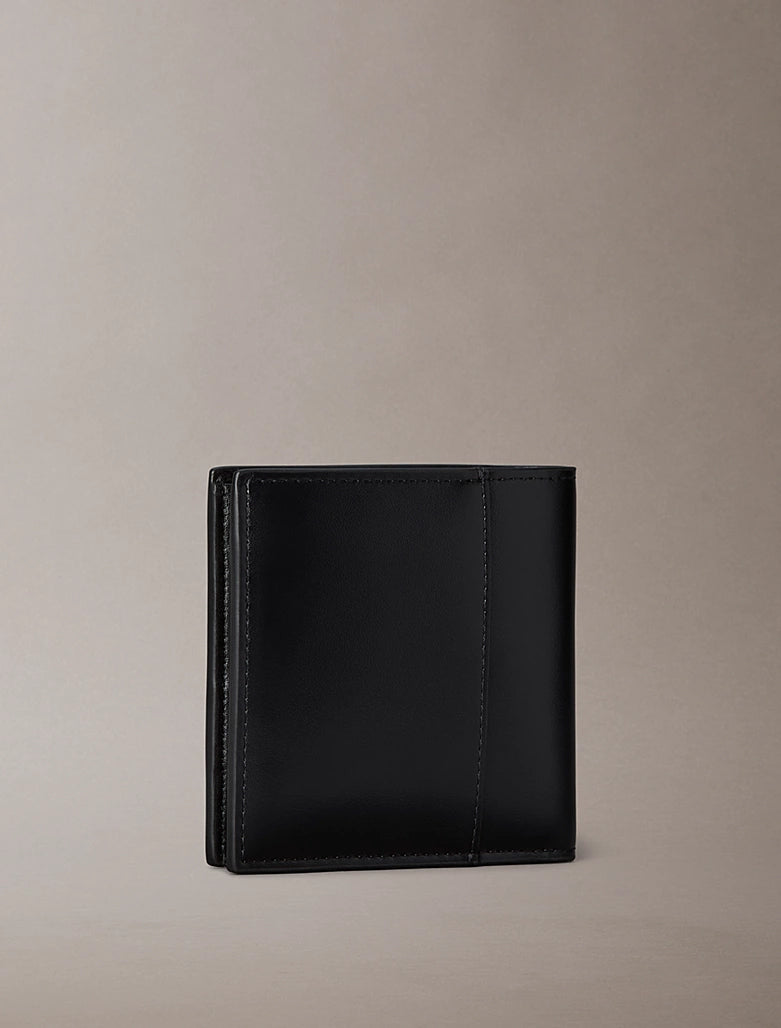 Portafoglio a tre ante con emblem logo all-over e portamonete Calvin Klein Black