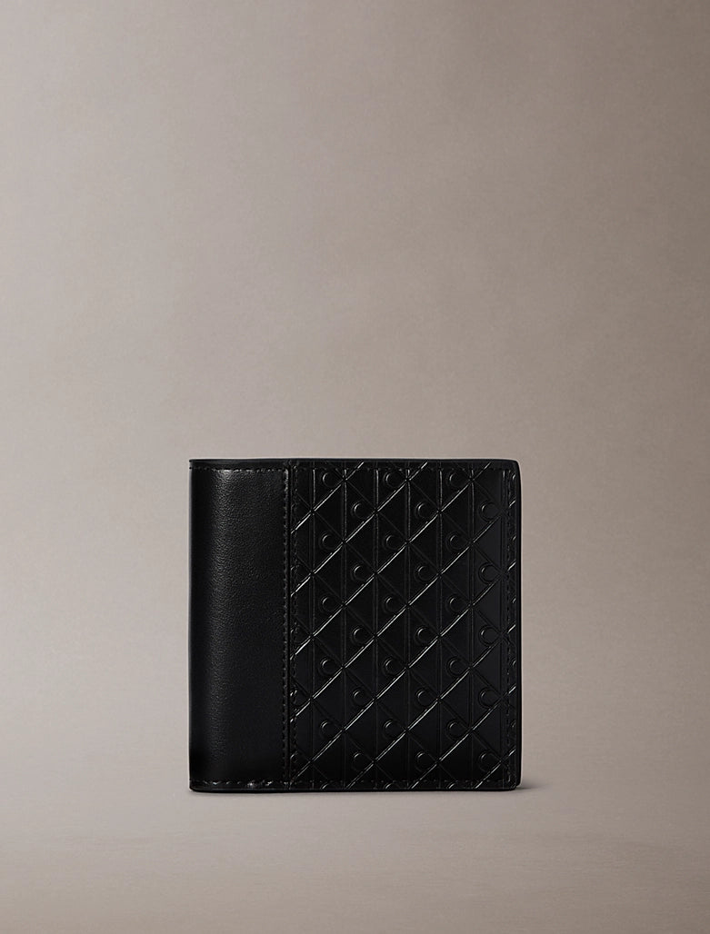 Portafoglio a tre ante con emblem logo all-over e portamonete Calvin Klein Black