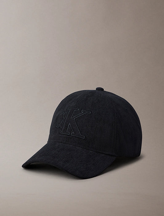 Cappellino in velluto a coste con logo ricamato Calvin Klein  black