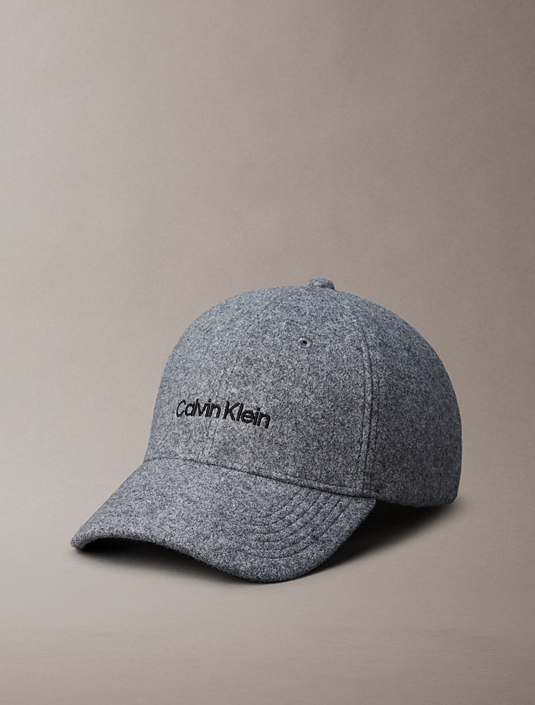 Cappellino in feltro con logo ricamato Calvin Klein alloy heather
