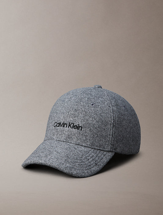 Cappellino in feltro con logo ricamato Calvin Klein alloy heather