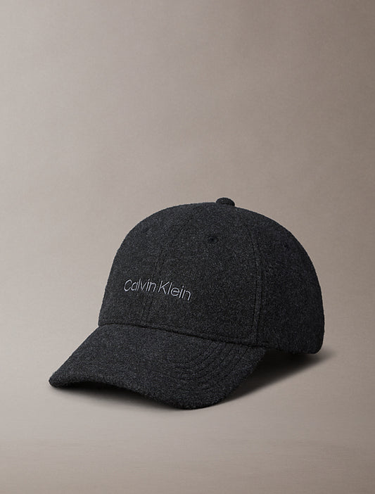 Cappellino in feltro con logo ricamato Calvin Klein black heather