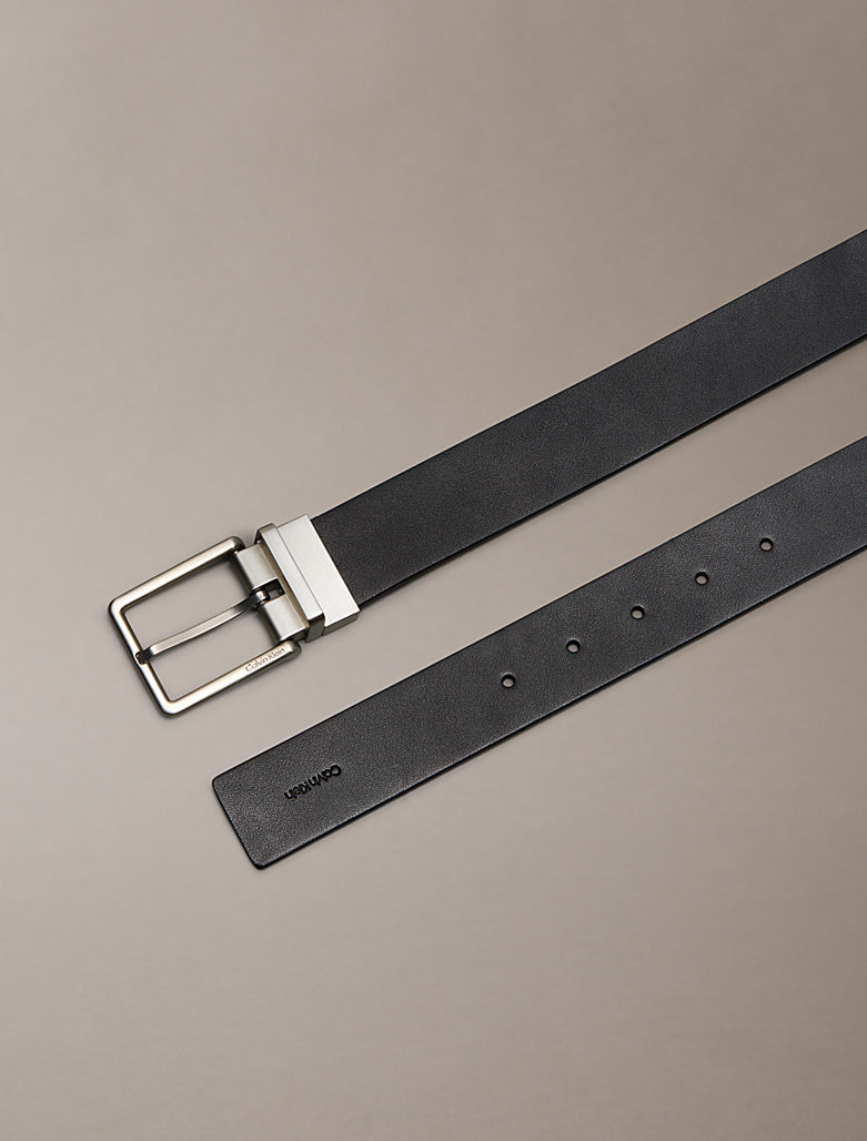 Cintura double-face in pelle pieno fiore Calvin Klein Nero-Moro