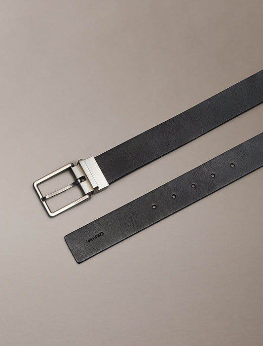 Cintura double-face in pelle pieno fiore Calvin Klein Nero-Moro