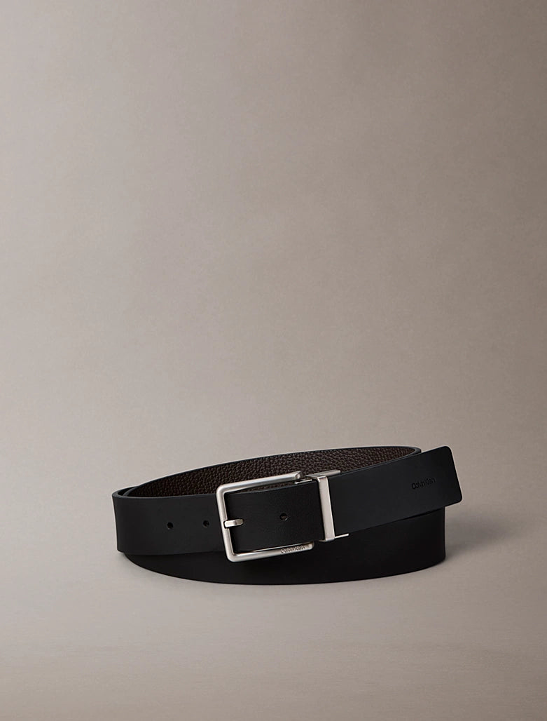 Cintura double-face in pelle pieno fiore Calvin Klein Nero-Moro