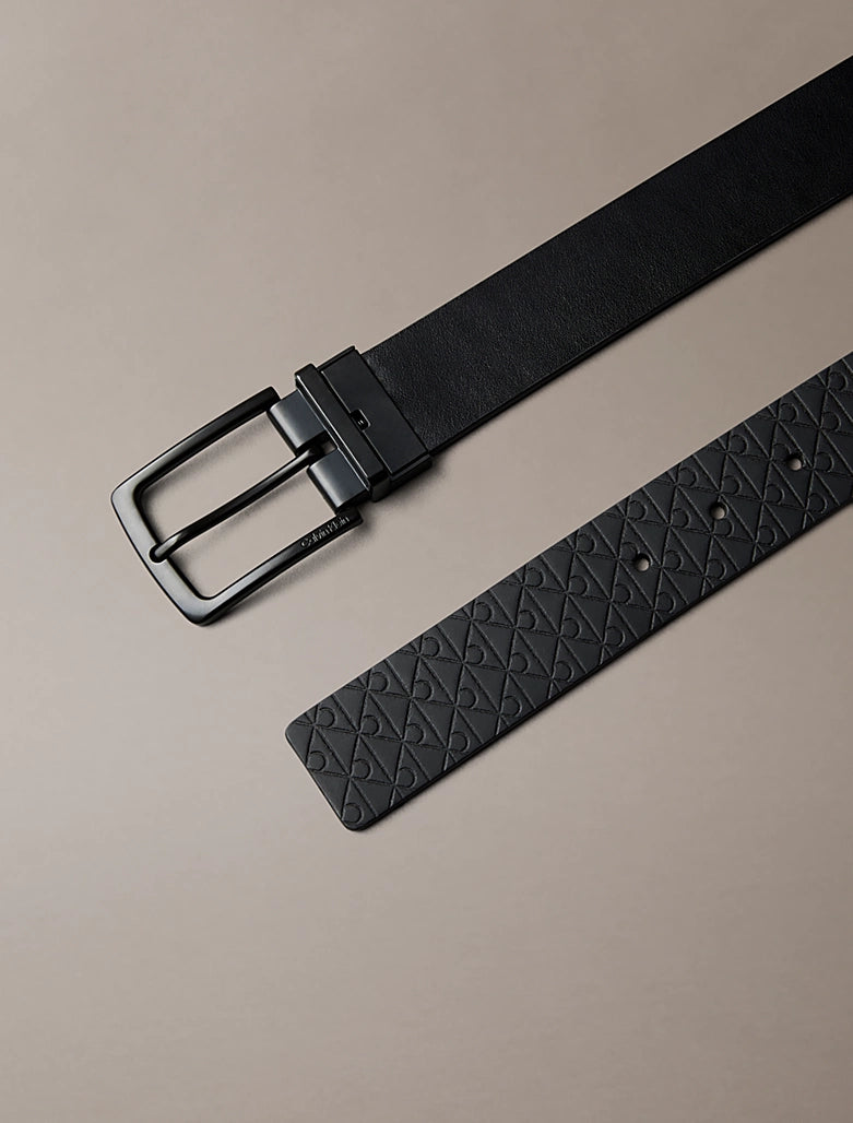 Cintura double-face in pelle pieno fiore Calvin Klein Black