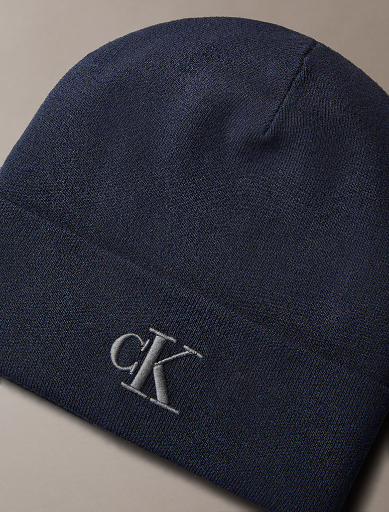 Berretto con signature logo Calvin Klein blue nights