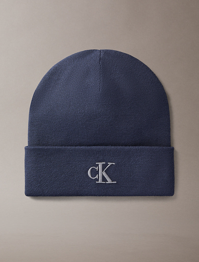 Berretto con signature logo Calvin Klein blue nights