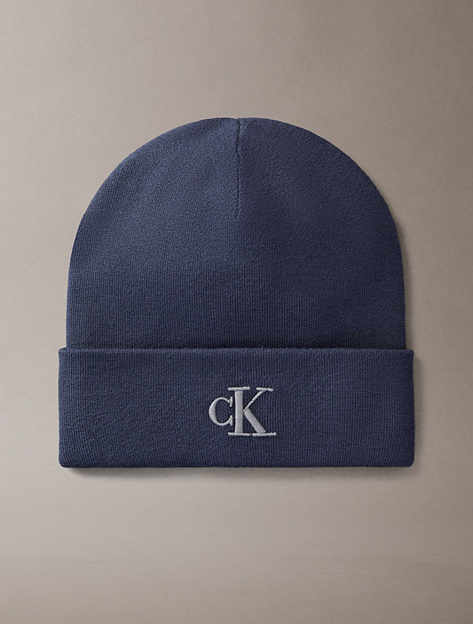 Berretto con signature logo Calvin Klein blue nights
