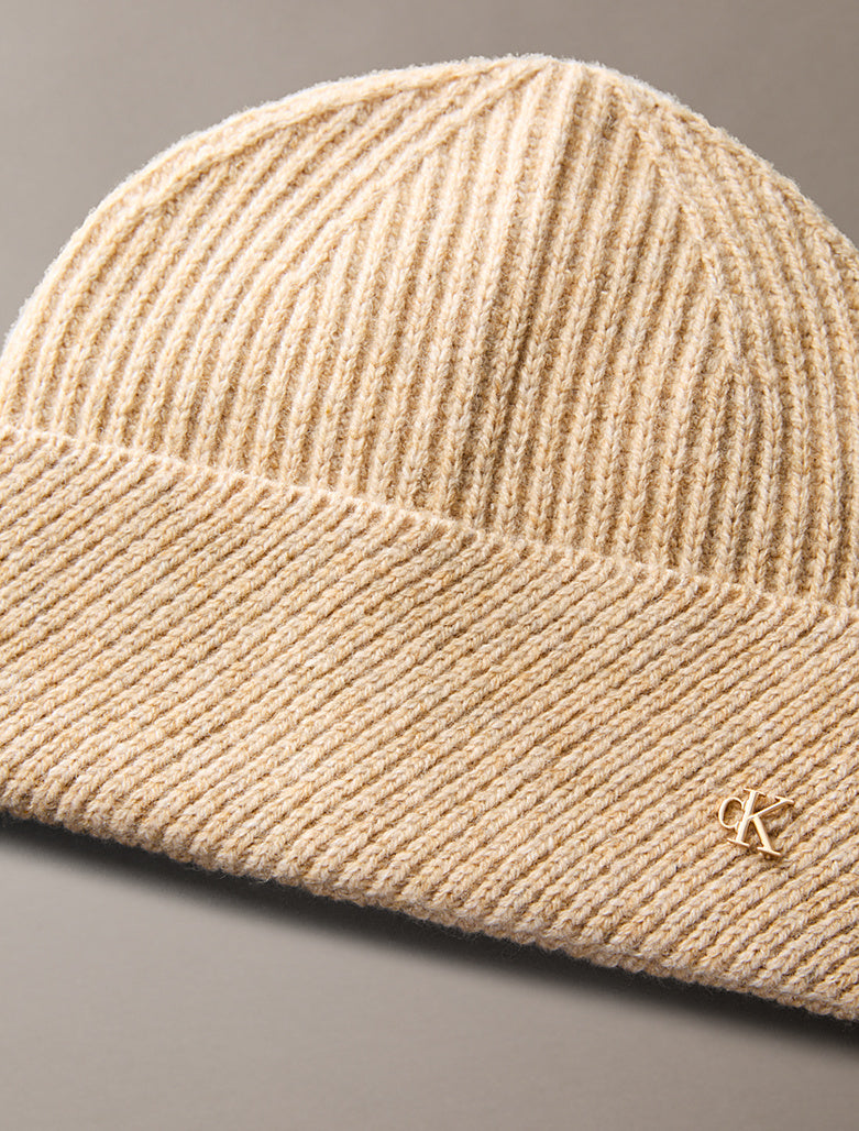 Set regalo sciarpa e berretto in misto lana Calvin Klein beige heather