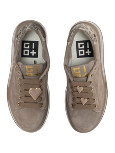 Sneakers Platform GioPiu in Suede Tortora