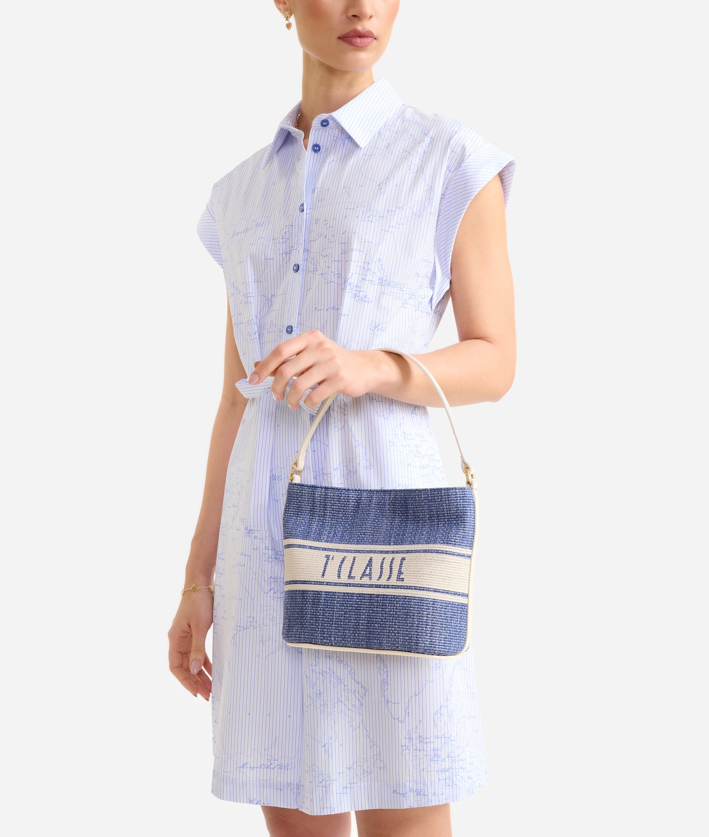 Rafia Coast borsa secchiello Blu Pacifico Alviero Martini