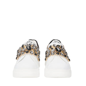 SNEAKER JULIETTE CON FASCIA IN STRASS COLORE BIANCO/NERO