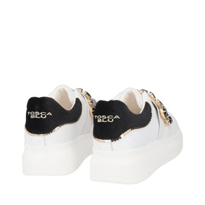 SNEAKER JULIETTE CON FASCIA IN STRASS COLORE BIANCO/NERO