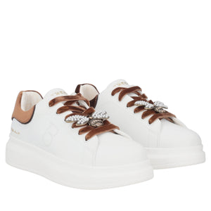Sneaker Chic con ape gioiello colore bianco-cuoio