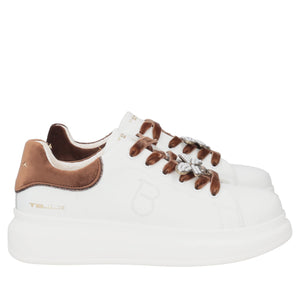 Sneaker Chic con ape gioiello colore bianco-cuoio