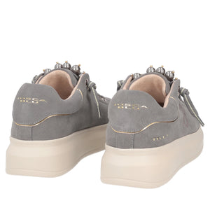 Sneaker slip-on Chic in suede con perle colore grigio scuro