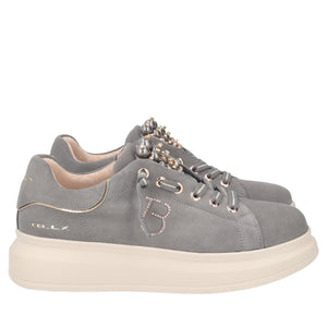 Sneaker slip-on Chic in suede con perle colore grigio scuro