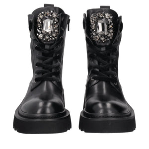 Stivaletto Lea in pelle con maxi pietra colore nero