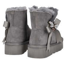 Carica l&#39;immagine nel visualizzatore di Gallery, Stivaletto Zoe con fiocco e accessorio strass colore grigio scuro
